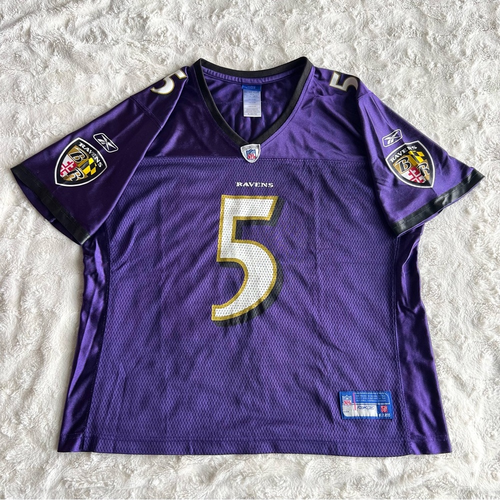 Baltimore Ravens Jersey Womens XL Purple Away Joe Flacco #5 Reebok Mesh NFL Y2K